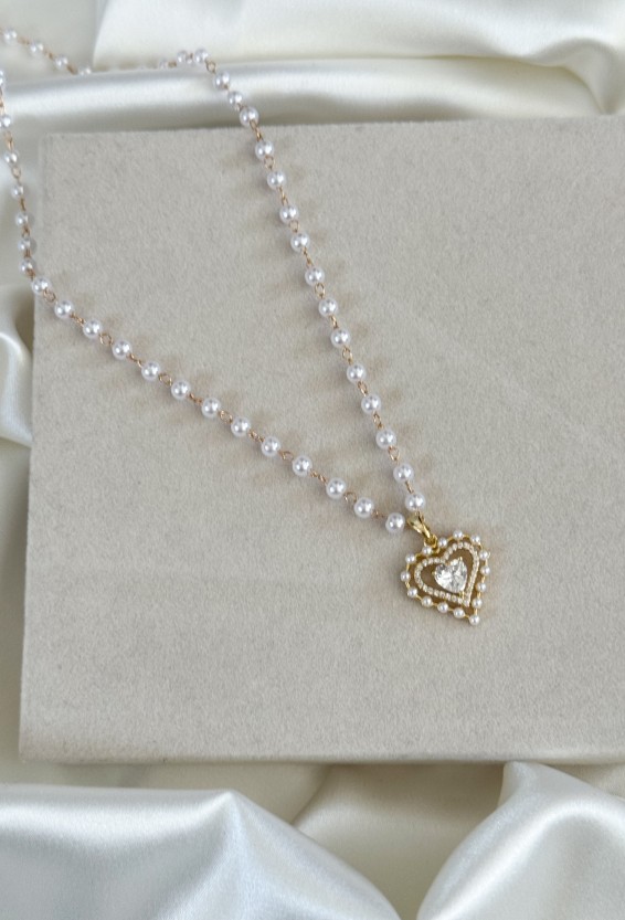 Κολιε Pearl heart