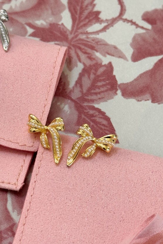 Σκουλαρίκια bow χρυσο