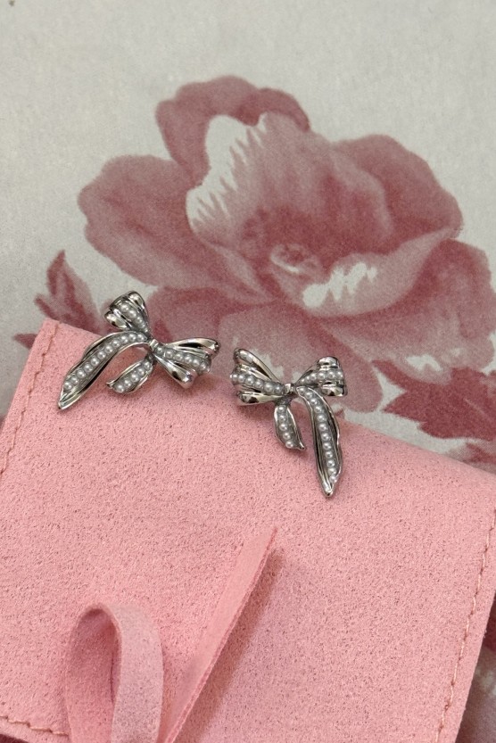 Σκουλαρίκια bow ασημι