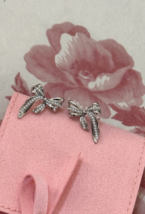 Σκουλαρίκια bow ασημι